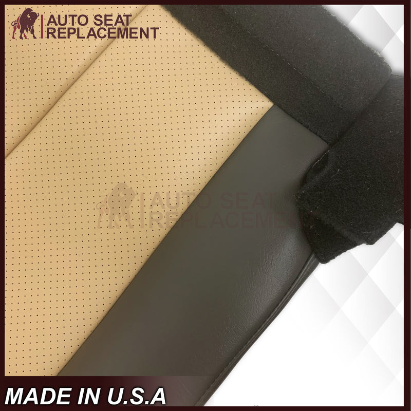 2007 2008 Ford Expedition Eddie Bauer Driver Or Passenger Side Replacement Perforated LEATHER Seat Cover In 2 Tone Tan (Tan- Dark Gray) - Auto Seat Replacement