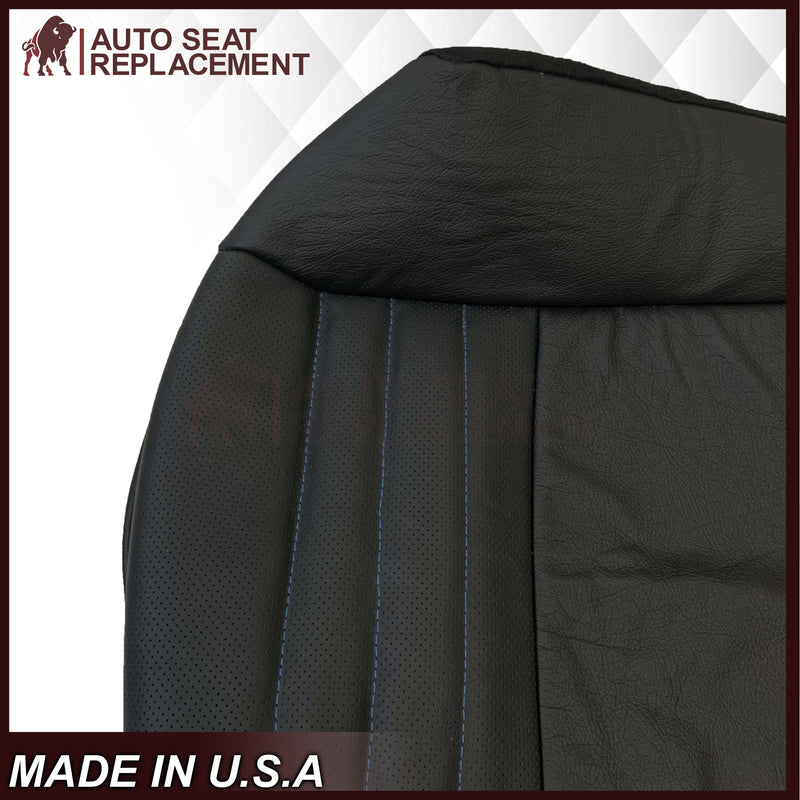 1999-2004 Ford Mustang GT Convertible Custom Blue Stitching Front & Second Row Seat Covers in Dark Charcoal Black: Choose From Variation - Auto Seat Replacement