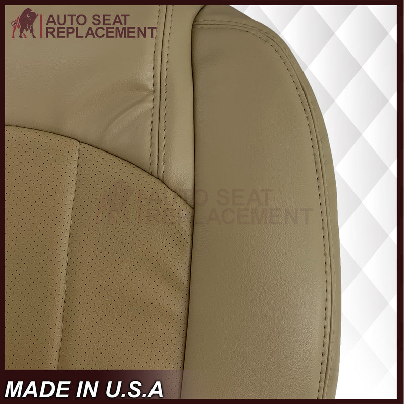 2008 - 2012 Buick Enclave Driver or Passenger Bottom Perforated Seat Cover In Light Cashmere Tan: Choose Leather or Vinyl - Auto Seat Replacement
