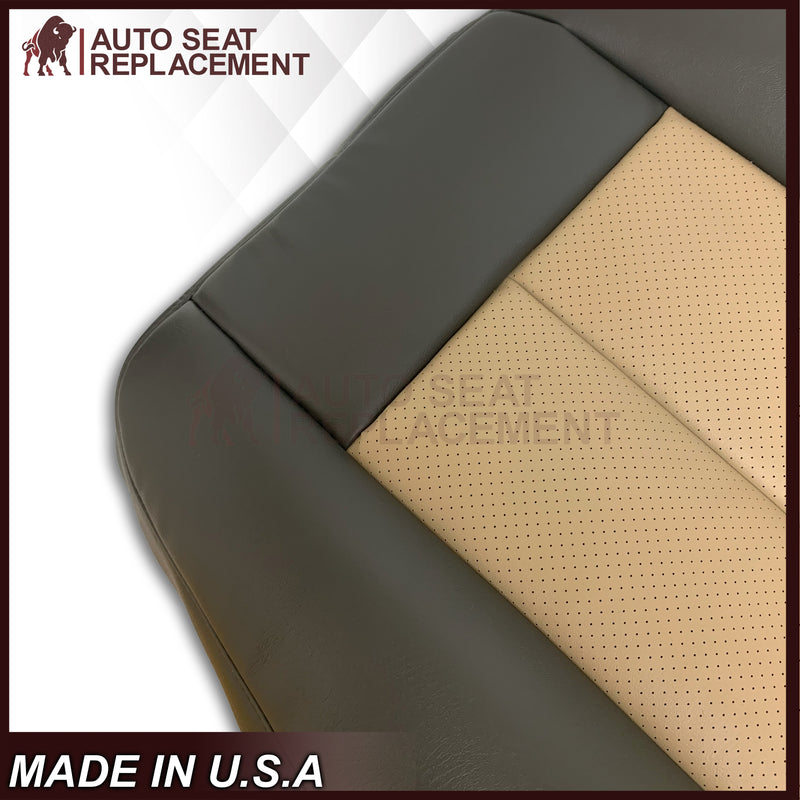 2007 2008 Ford Expedition Eddie Bauer Driver Or Passenger Side Replacement Perforated LEATHER Seat Cover In 2 Tone Tan (Tan- Dark Gray) - Auto Seat Replacement