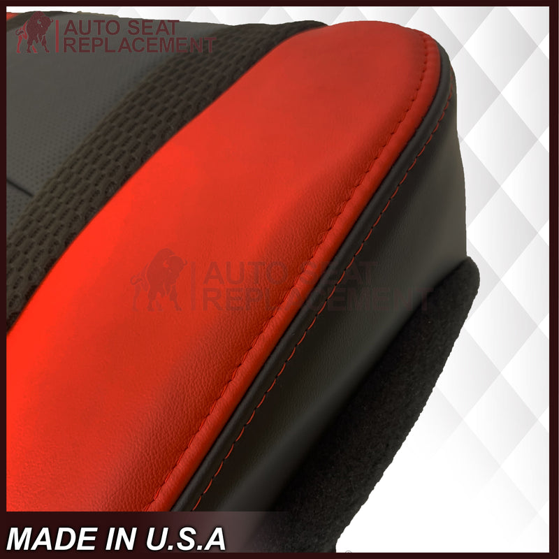 2014 Ford F-150 Raptor SVT Top or Bottom Perforated Seat Cover in 2 Tone Red-Black Choose: Leather or Vinyl - Auto Seat Replacement