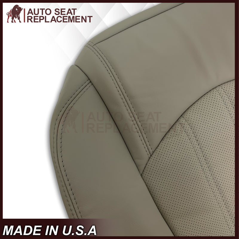 2008 - 2012 Buick Enclave Driver or Passenger Bottom Perforated Seat Cover in Gray: Choose Leather or Vinyl - Auto Seat Replacement