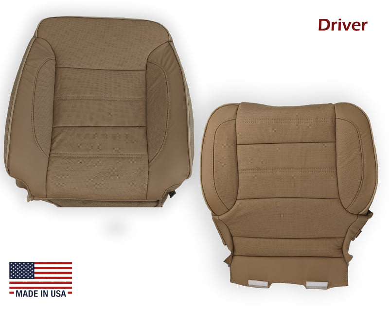 2014 2015 2016 2017 2018 2019 GMC Sierra Denali Perforated Leather Seat Cover Replacement in Dune Tan
