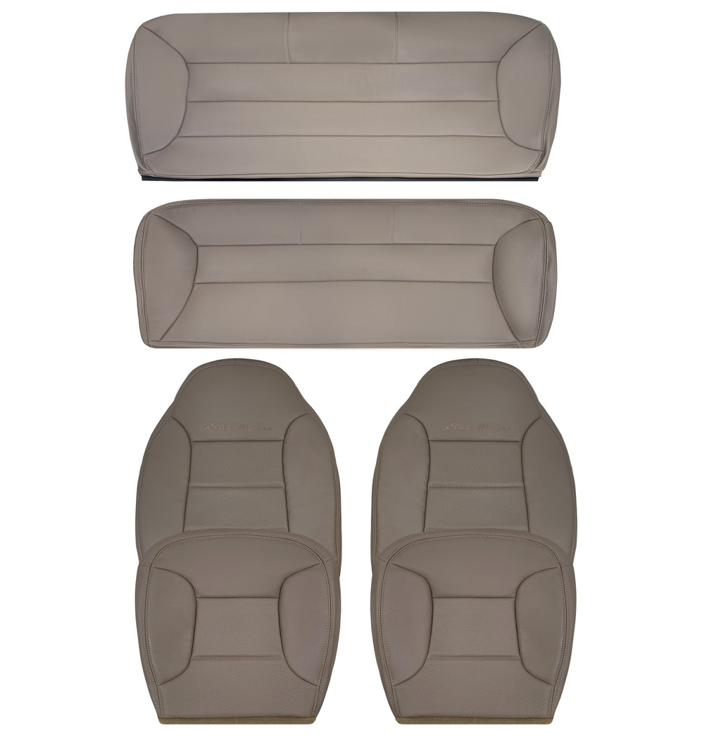 1992 - 1996 Ford Bronco Eddie Bauer Front & Second Row Synthetic Leather Seat Covers In Mocha Tan
