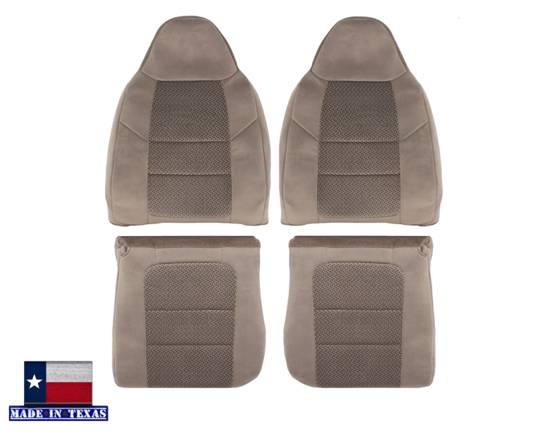 2001 Ford F250 F350 XLT Crew Cab Med. Parchment Tan Cloth Seat Cover- Choose your pieces - Auto Seat Replacement