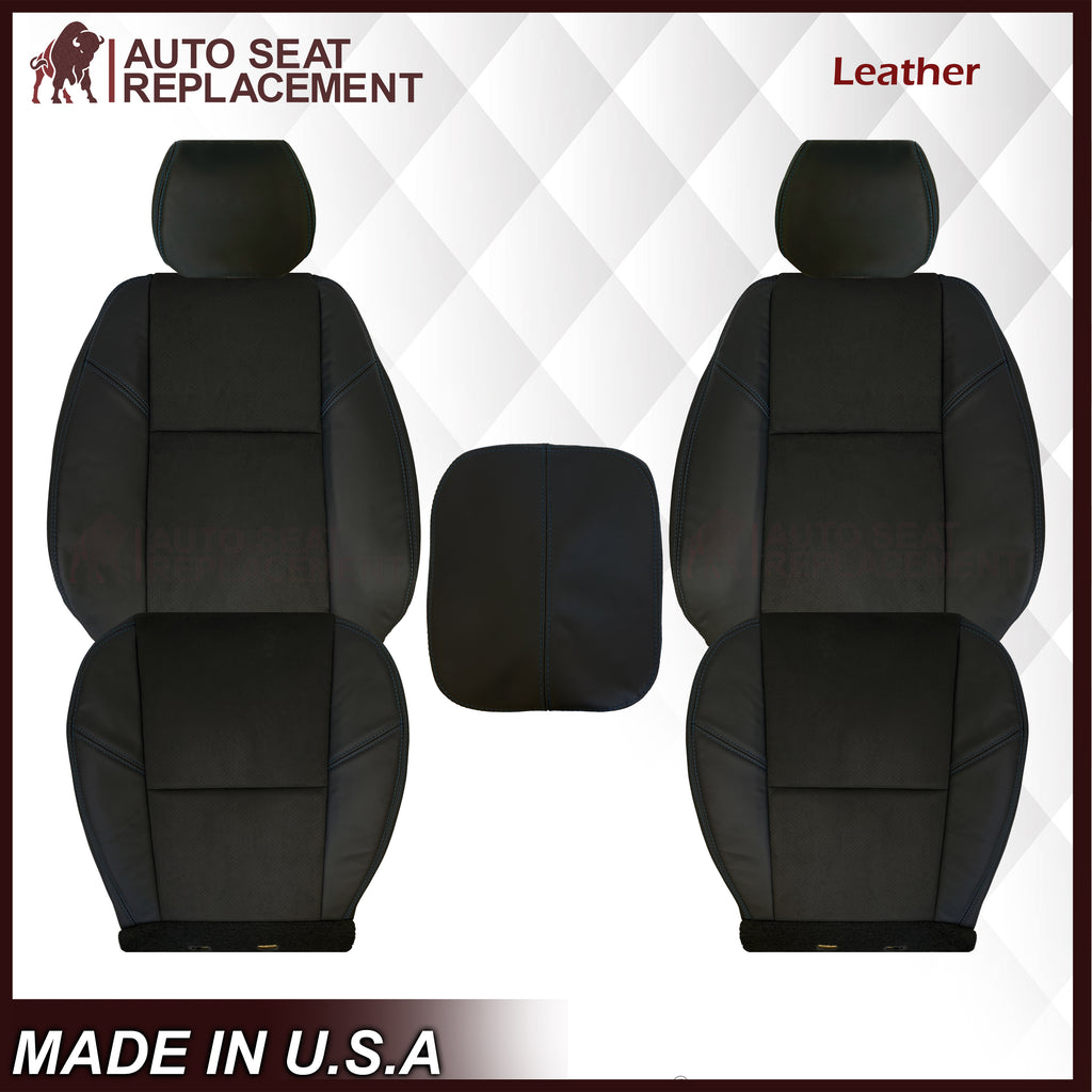 2007-2014 Chevy Tahoe Suburban Silverado CUSTOM Genuine Leather Or Synthetic Leather With Suede Perforated Insert Seat Cover in Black: Choose From Variation - Auto Seat Replacement