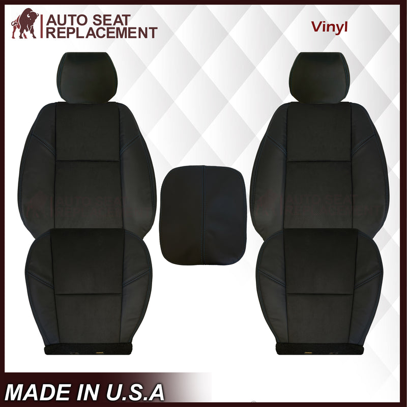 2007-2014 Chevy Tahoe Suburban Silverado CUSTOM Genuine Leather Or Synthetic Leather With Suede Perforated Insert Seat Cover in Black: Choose From Variation - Auto Seat Replacement