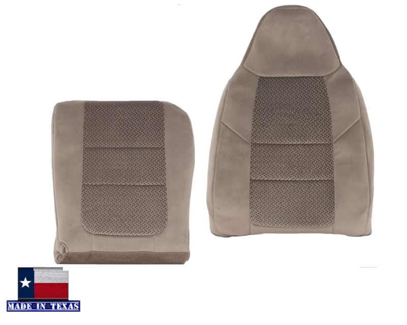 2001 Ford F250 F350 XLT Crew Cab Med. Parchment Tan Cloth Seat Cover- Choose your pieces - Auto Seat Replacement
