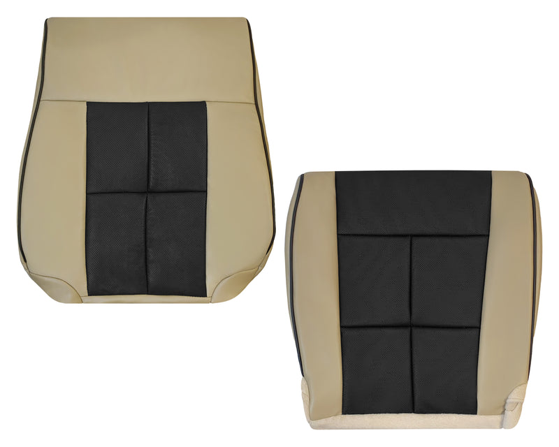 2007-2014 Lincoln Navigator Seat Cover Replacement in Tan & Black ; Black Leather or Synthetic Leather Driver Passenger