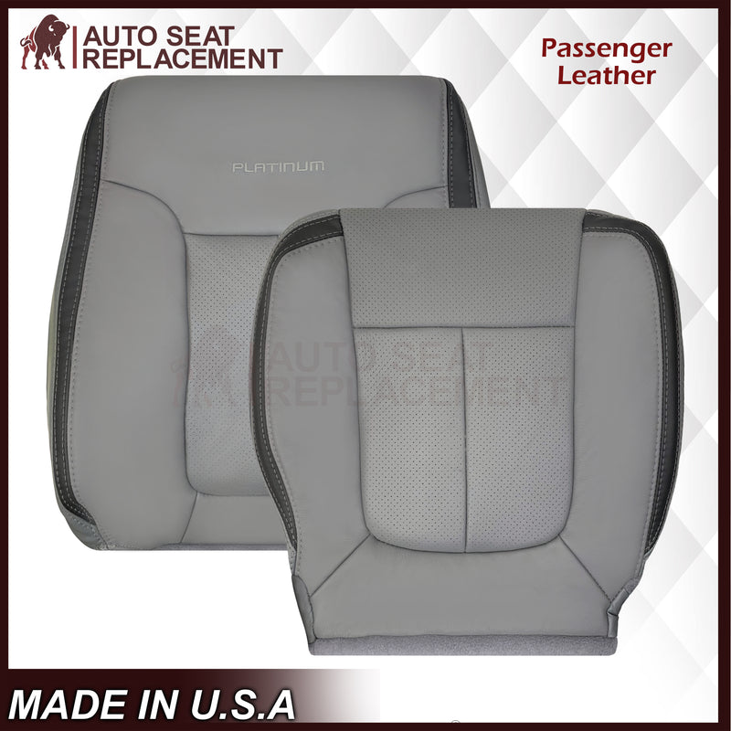2011 - 2014 Ford F-150 Platinum Edition Perforated Genuine Leather or Synthetic Leather Steel Gray W/ Black Seat Covers - Auto Seat Replacement