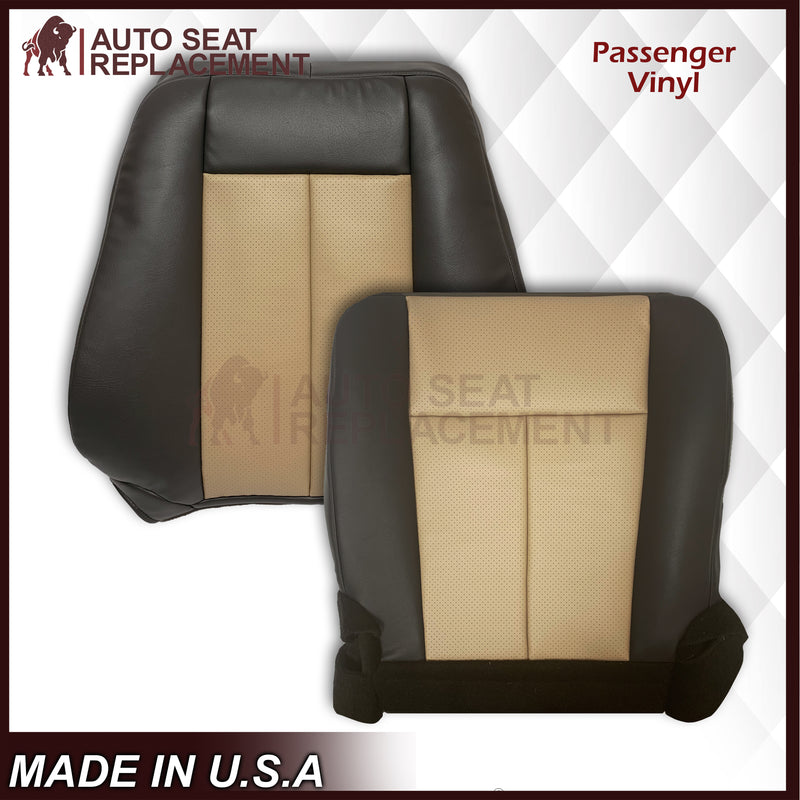 2007 2008 Ford Expedition Eddie Bauer Driver Or Passenger Side Replacement Perforated LEATHER Seat Cover In 2 Tone Tan (Tan- Dark Gray) - Auto Seat Replacement