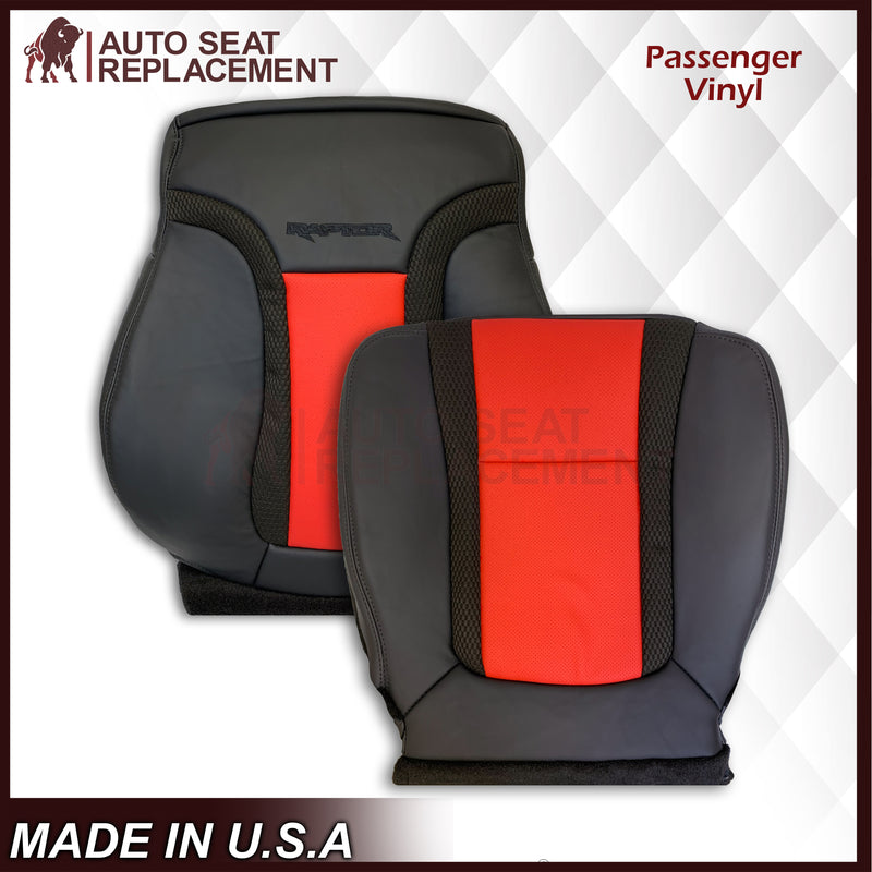 2010 - 2014 Ford F-150 Raptor Top or Bottom Perforated Seat Cover in 2 Tone Red-Black Choose: Leather or Vinyl - Auto Seat Replacement