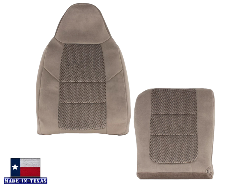 2001 Ford F250 F350 XLT Crew Cab Med. Parchment Tan Cloth Seat Cover- Choose your pieces - Auto Seat Replacement
