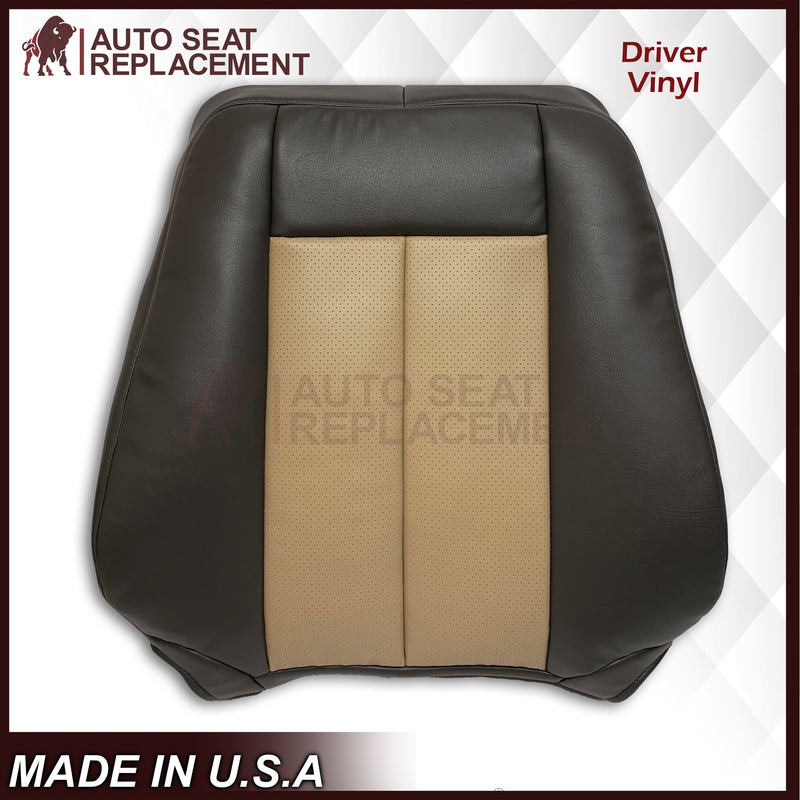 2007 2008 Ford Expedition Eddie Bauer Driver Or Passenger Side Replacement Perforated LEATHER Seat Cover In 2 Tone Tan (Tan- Dark Gray) - Auto Seat Replacement