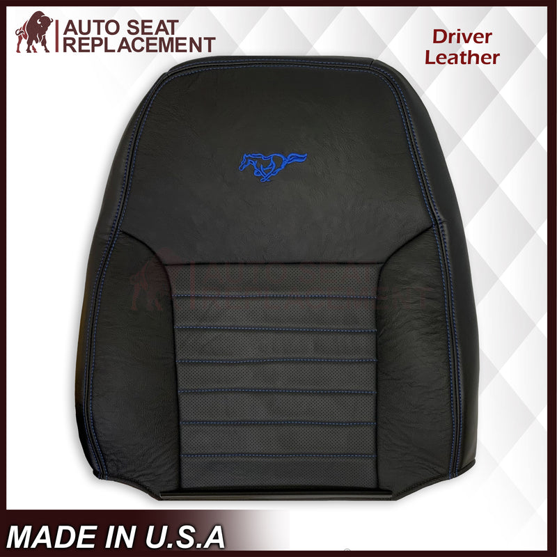 1999-2004 Ford Mustang GT Convertible Custom Blue Stitching Front & Second Row Seat Covers in Dark Charcoal Black: Choose From Variation - Auto Seat Replacement