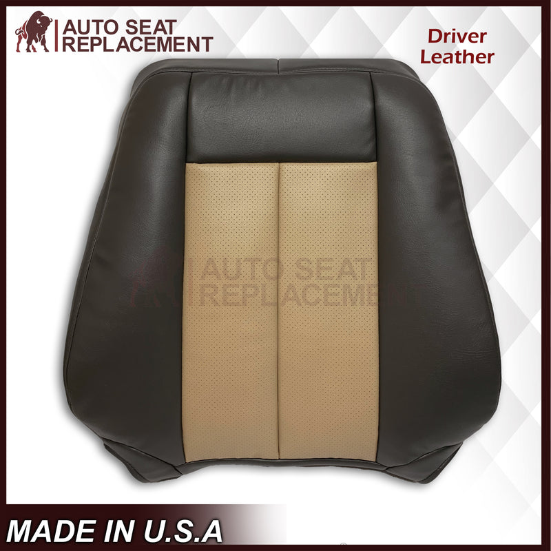 2007 2008 Ford Expedition Eddie Bauer Driver Or Passenger Side Replacement Perforated LEATHER Seat Cover In 2 Tone Tan (Tan- Dark Gray) - Auto Seat Replacement
