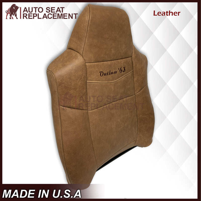 2007 Ford F250 F350 King Ranch Replacement Raw Cowhide Genuine Leather Front Seat Cover With "Outlaw '63" Logo - Auto Seat Replacement
