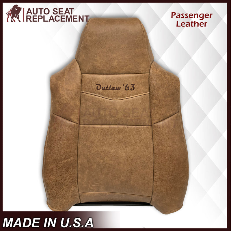 2007 Ford F250 F350 King Ranch Replacement Raw Cowhide Genuine Leather Front Seat Cover With "Outlaw '63" Logo - Auto Seat Replacement