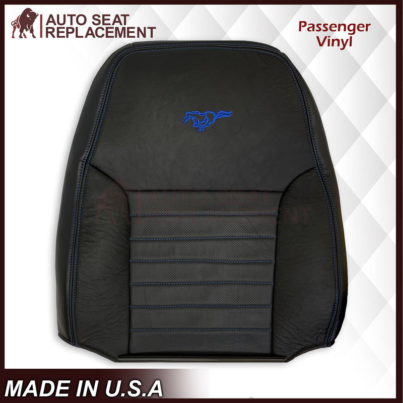 1999-2004 Ford Mustang GT Convertible Custom Blue Stitching Front & Second Row Seat Covers in Dark Charcoal Black: Choose From Variation - Auto Seat Replacement