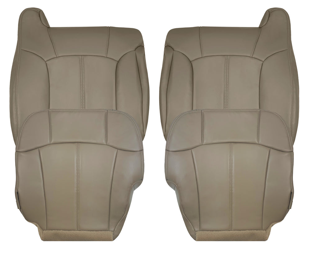 thumbnail image 2 of 1999-2002 Chevy Silverado Synthetic Leather Seat Covers – Tan – Front Bucket With Headrest 2 of 4