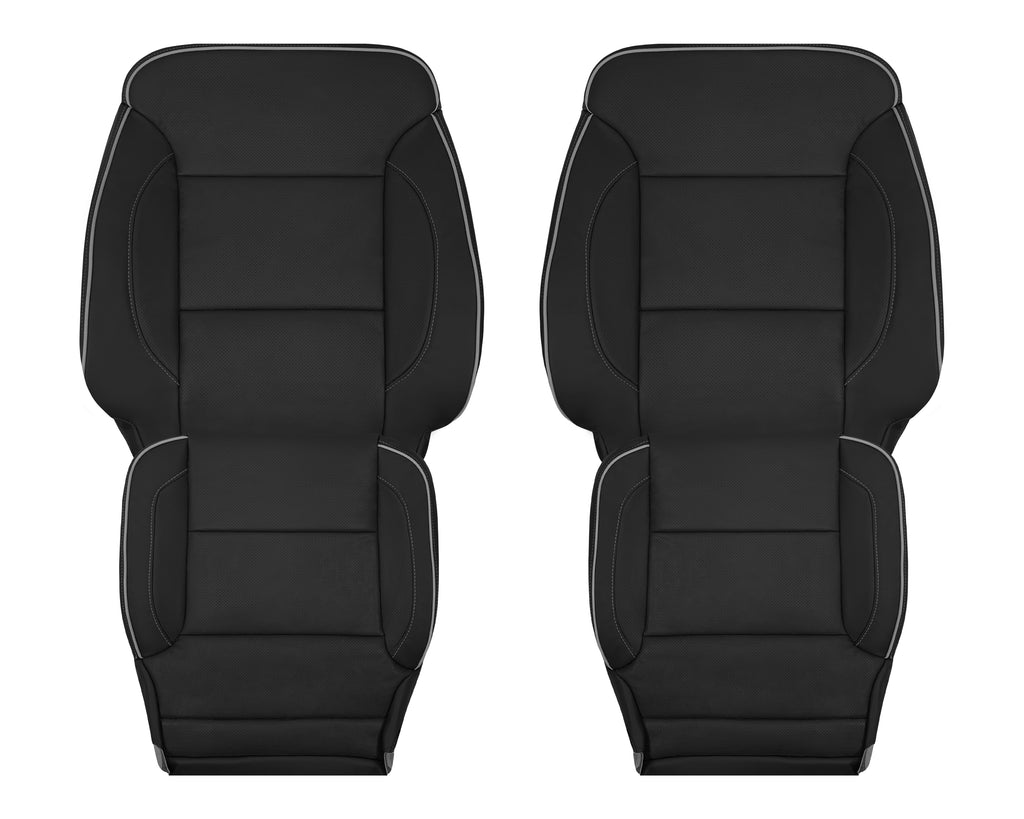 2014-2019 Chevy Silverado 1500 2500HD 3500HD High Country Replacement Perforated Genuine Leather OR Synthetic Leather Seat Covers: Black - Auto Seat Replacement