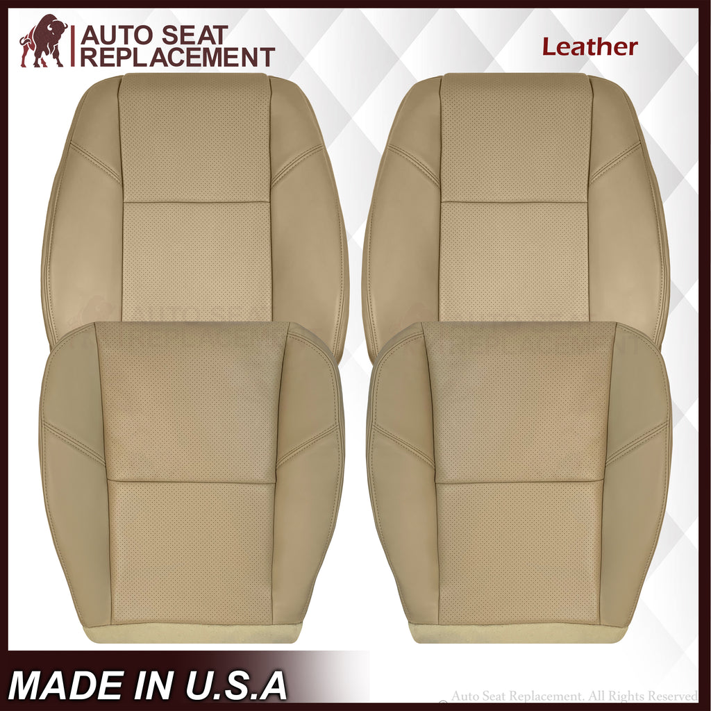 2007-2014 Chevy Suburban Tahoe Silverado Perforated Seat Cover Replacement in Light Cashmere Tan