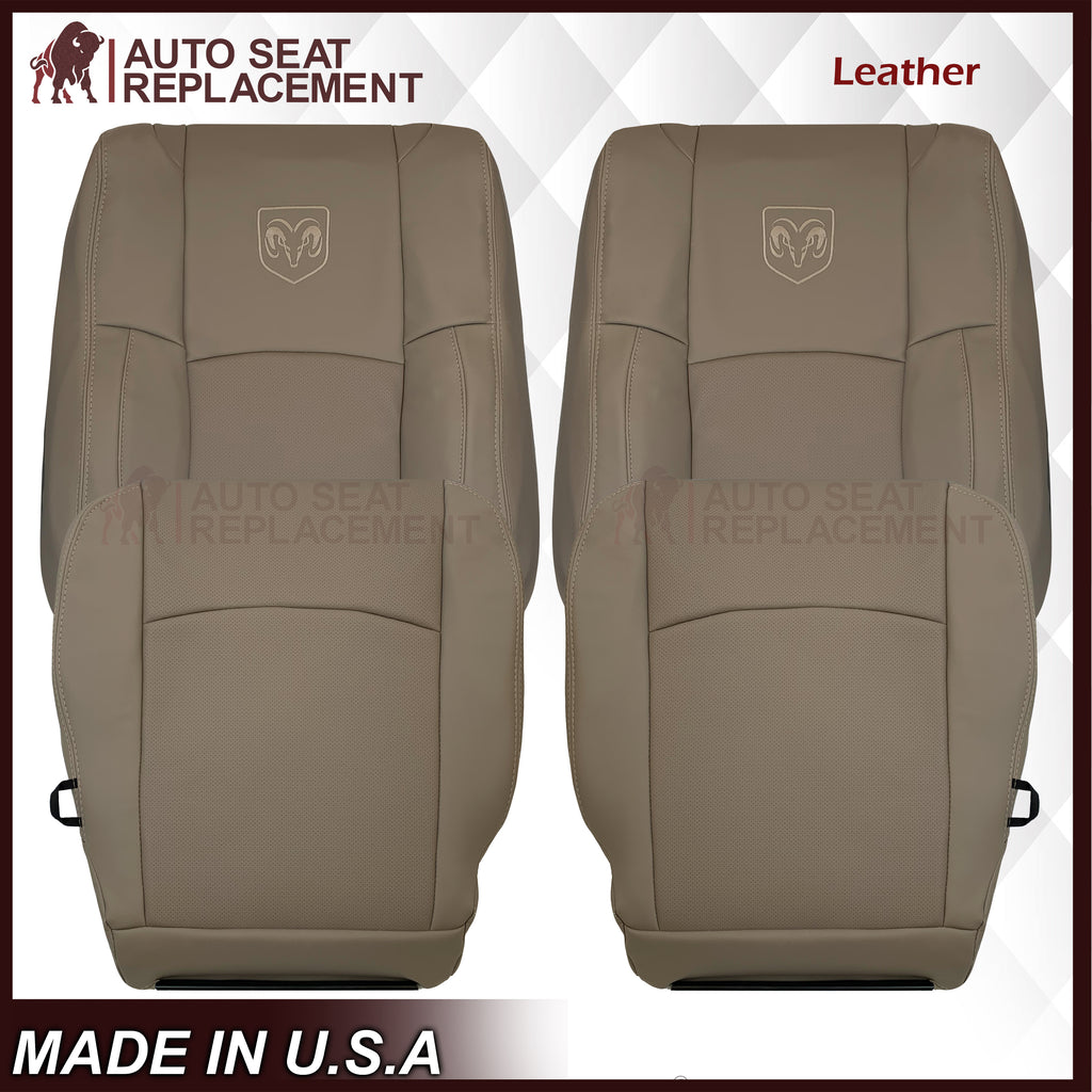2009 - 2012 Dodge Ram 1500 2500 3500 Laramie Replacement Seat Cover in Light Pebble “Tan" With Perforated Inserts: Choose From Variants - Auto Seat Replacement