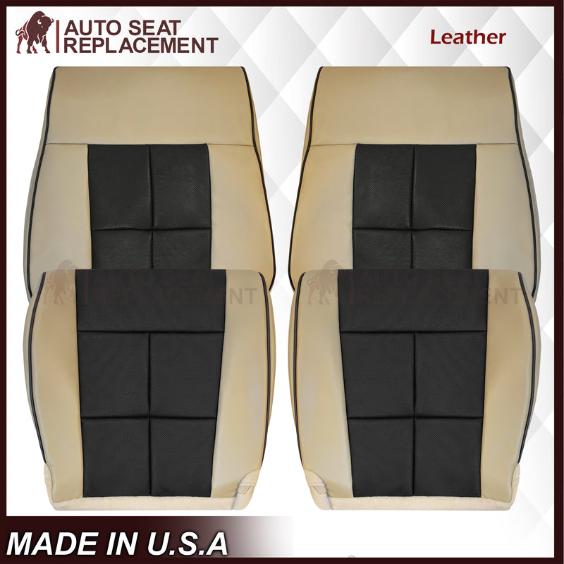 2007 - 2014 Lincoln Navigator Replacement Genuine Leather or Synthetic Leather Seat Cover in Tan & Black - Auto Seat Replacement