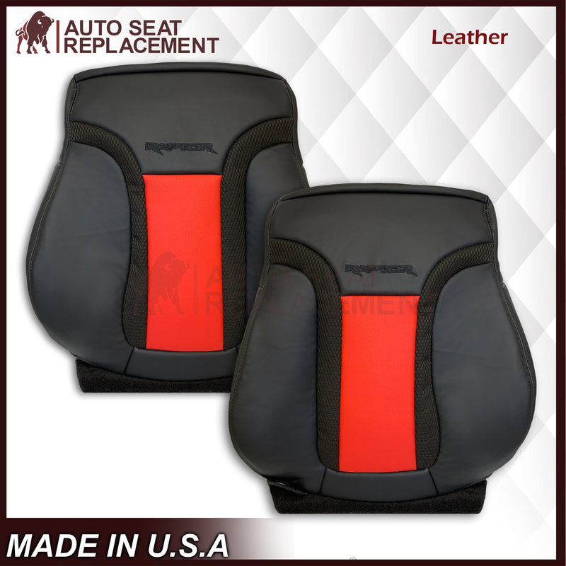 2010 - 2014 Ford F-150 Raptor Top or Bottom Perforated Seat Cover in 2 Tone Red-Black Choose: Leather or Vinyl - Auto Seat Replacement