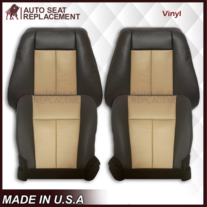 2007 2008 Ford Expedition Eddie Bauer Driver Or Passenger Side Replacement Perforated LEATHER Seat Cover In 2 Tone Tan (Tan- Dark Gray) - Auto Seat Replacement