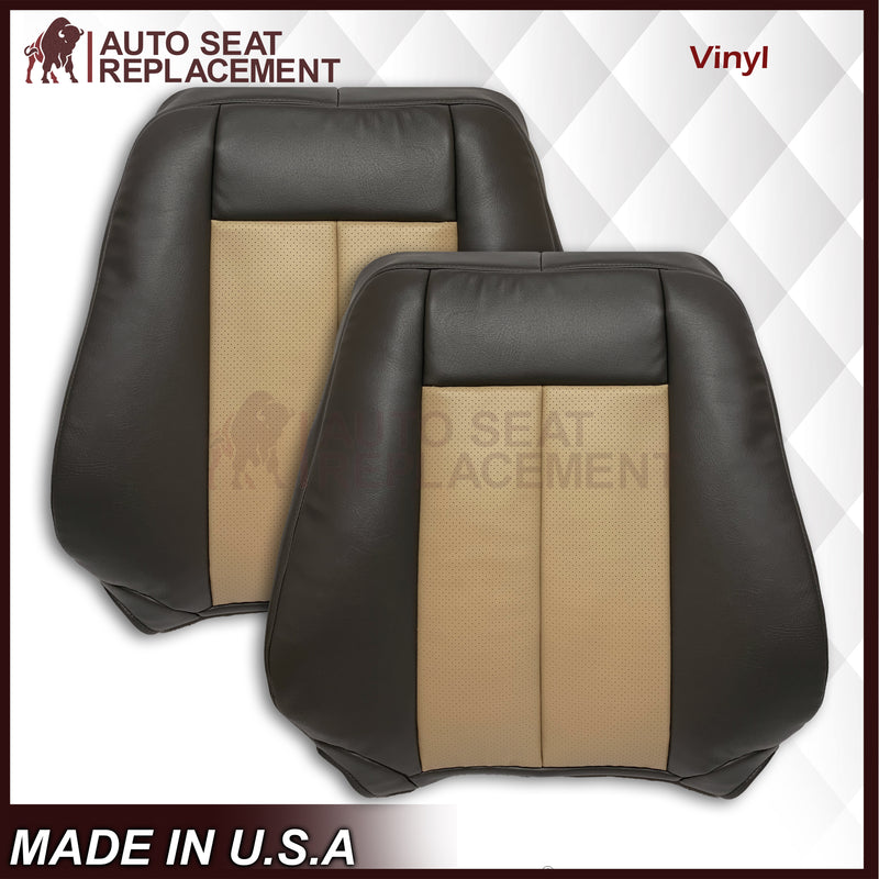 2007 2008 Ford Expedition Eddie Bauer Driver Or Passenger Side Replacement Perforated LEATHER Seat Cover In 2 Tone Tan (Tan- Dark Gray) - Auto Seat Replacement