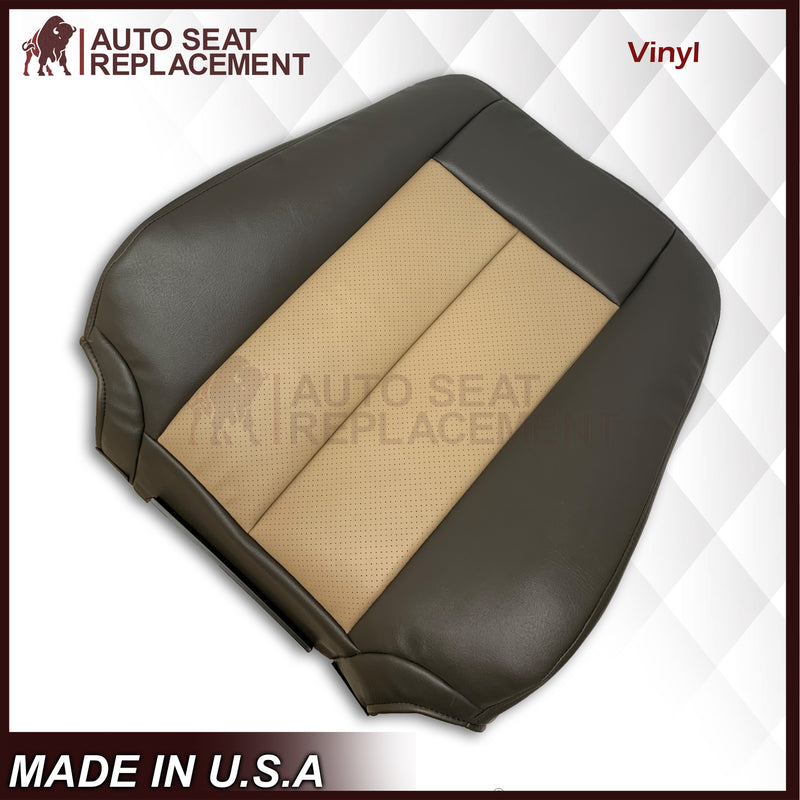 2007 2008 Ford Expedition Eddie Bauer Driver Or Passenger Side Replacement Perforated LEATHER Seat Cover In 2 Tone Tan (Tan- Dark Gray) - Auto Seat Replacement