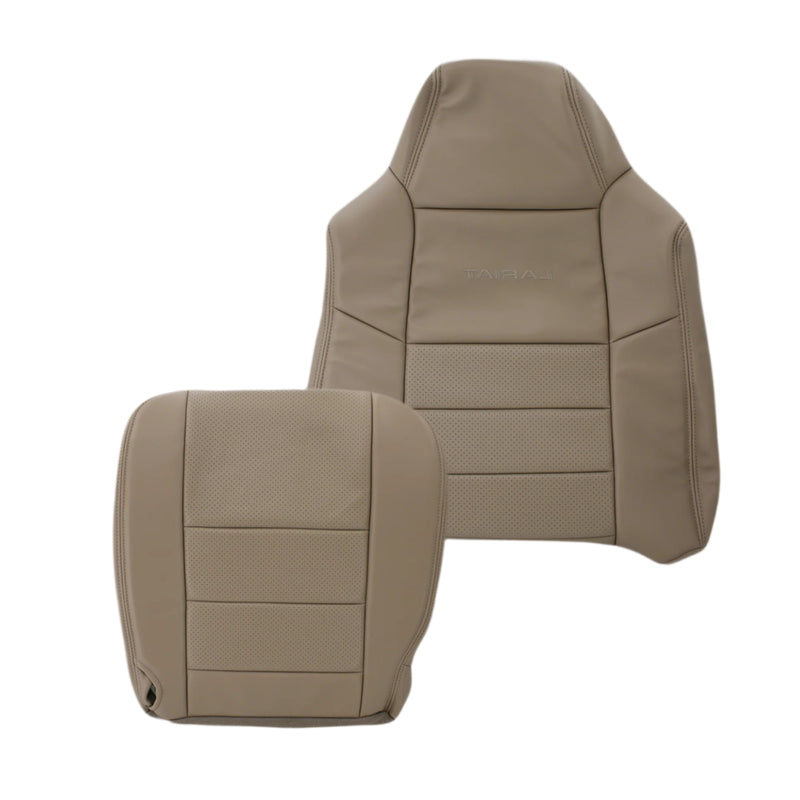 2002-2003 Ford F250 F350 Lariat Perforated Seat Cover in Tan: Choose Leather or Vinyl- 2000 2001 2002 2003 2004 2005 2006- Leather- Vinyl- Seat Cover Replacement- Auto Seat Replacement