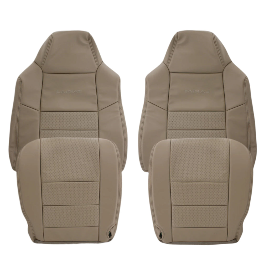 2002-2003 Ford F250 F350 Lariat Perforated Seat Cover in Tan: Choose Leather or Vinyl- 2000 2001 2002 2003 2004 2005 2006- Leather- Vinyl- Seat Cover Replacement- Auto Seat Replacement