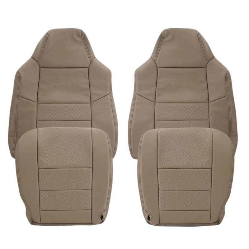 2002-2003 Ford F250 F350 Lariat Perforated Seat Cover in Tan: Choose Leather or Vinyl- 2000 2001 2002 2003 2004 2005 2006- Leather- Vinyl- Seat Cover Replacement- Auto Seat Replacement