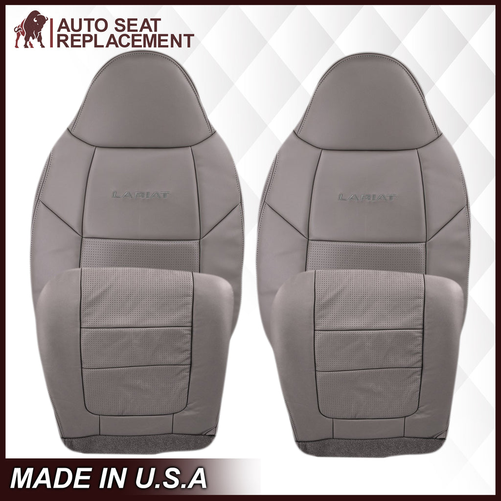 2001 Ford F250 F350 Lariat Perforated Seat Cover in Gray: Choose Leather or Vinyl- 2000 2001 2002 2003 2004 2005 2006- Leather- Vinyl- Seat Cover Replacement- Auto Seat Replacement