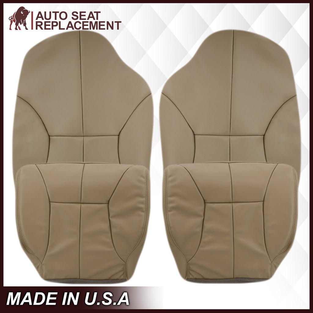 1998-2002 Dodge Ram 1500 2500 3500 (Backrest Without Logo) in Tan: Choose From Variation- 2000 2001 2002 2003 2004 2005 2006- Leather- Vinyl- Seat Cover Replacement- Auto Seat Replacement