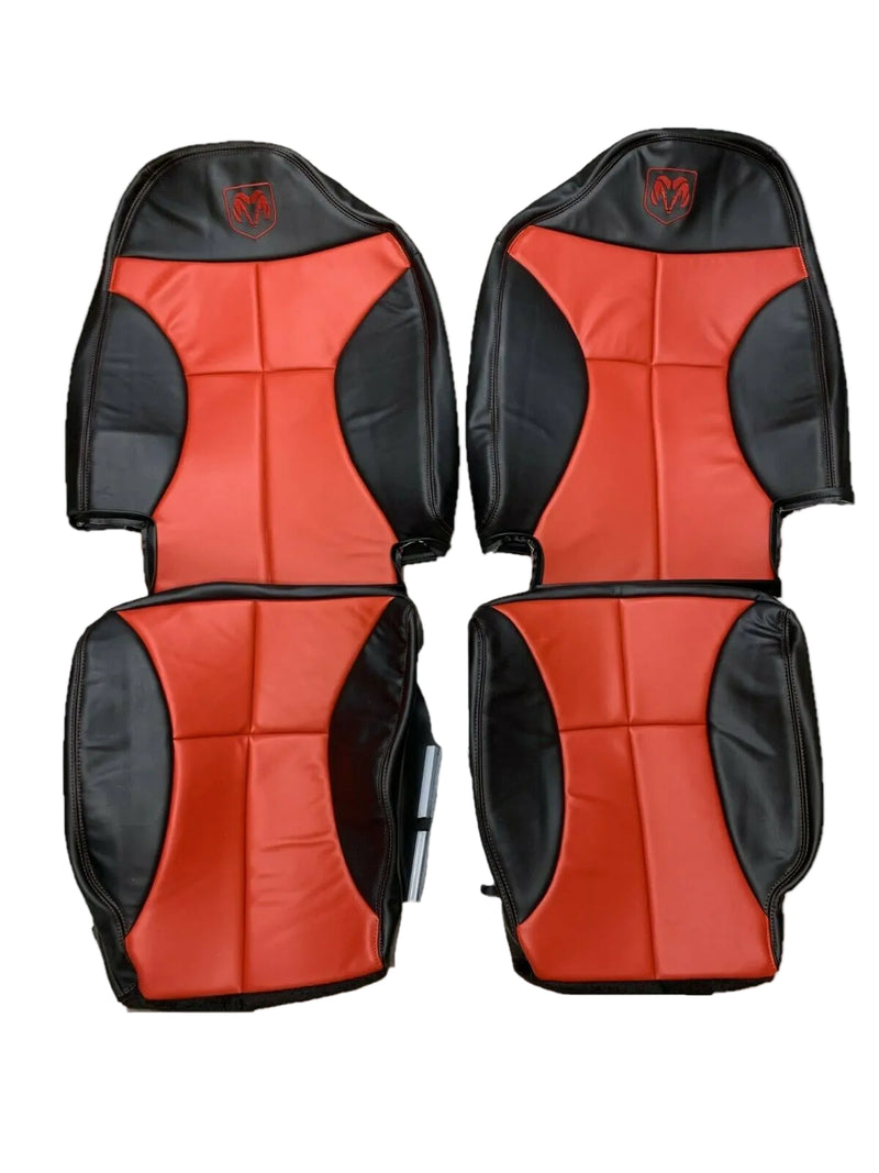 1998-2002 Dodge Ram 1500 2500 3500 in CUSTOM Agate Dark Gray & Red (Red Stitching): Choose From Variation - Auto Seat Replacement