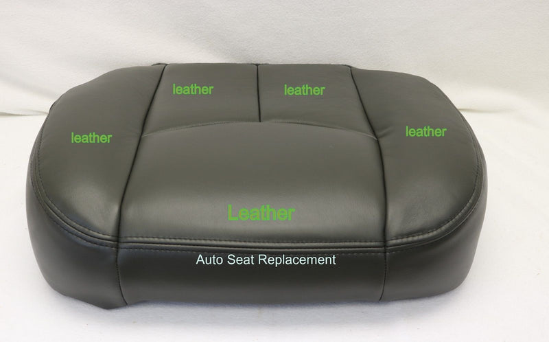 2003 To 2006 Chevy Silverado Avalanche Driver Bottom Leather Seat Cover Dark Gray- 2000 2001 2002 2003 2004 2005 2006- Leather- Vinyl- Seat Cover Replacement- Auto Seat Replacement
