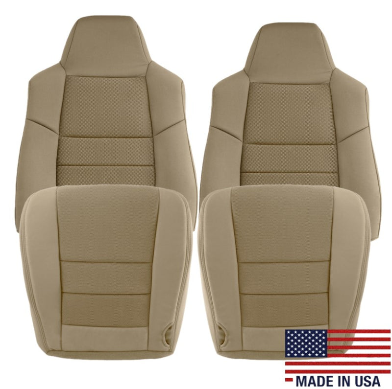 2003-2007 Ford F250 F350 Lariat Seat Cover in Pebble Tan Cloth Fabric - Auto Seat Replacement