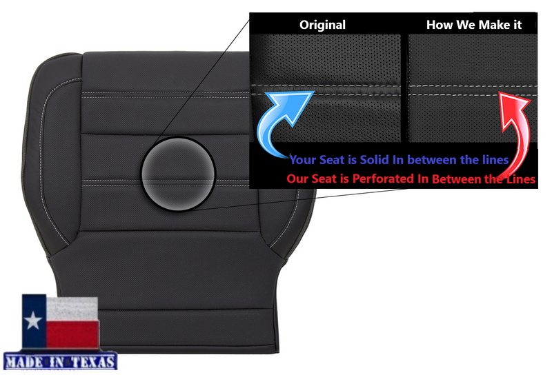 2014 2015 2016 2017 2018 2019 GMC Sierra Denali Perforated Leather Seat Cover Replacement in Black (Perforated Jet Black) - Auto Seat Replacement