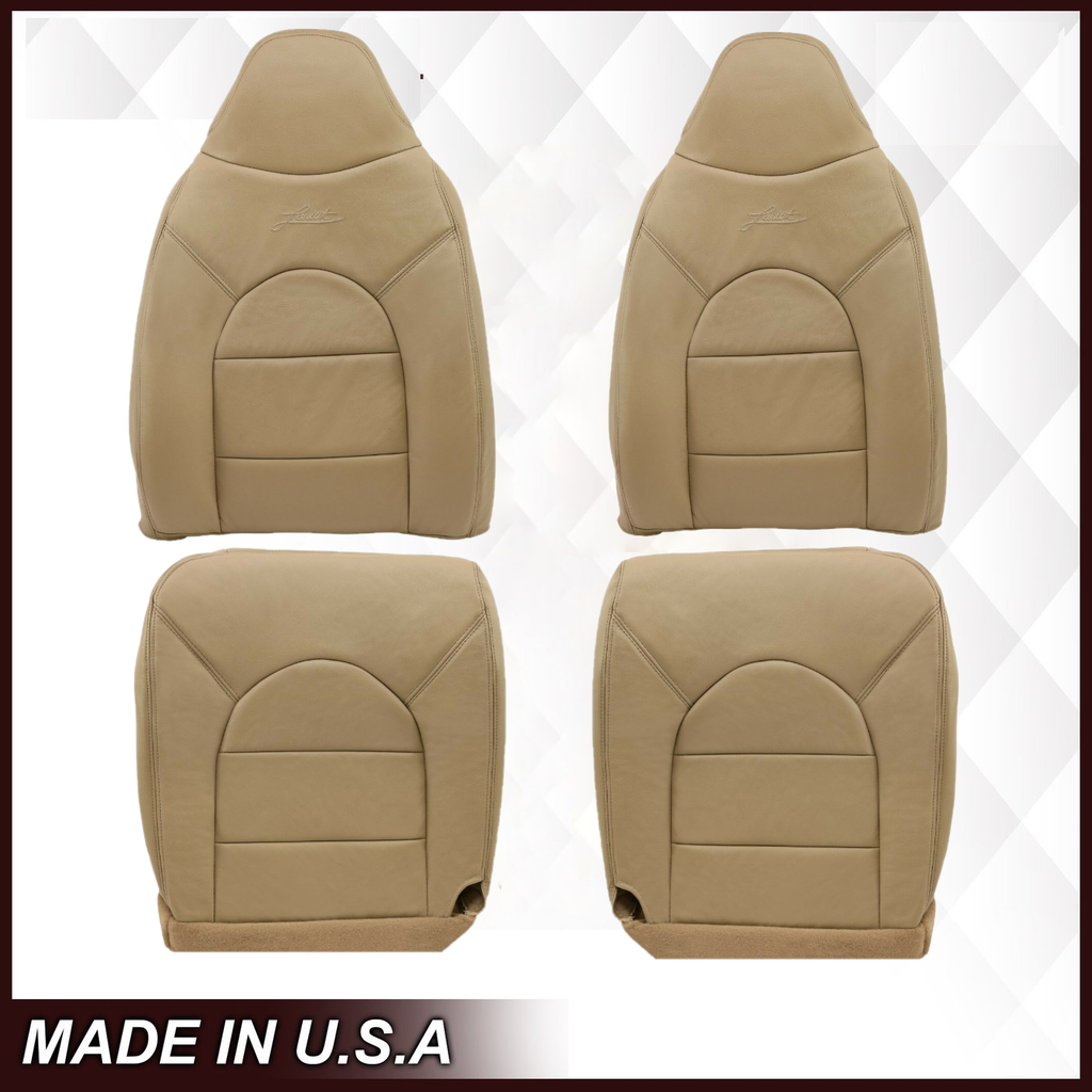 For 2000 Ford F250 F350 Lariat Super Duty Replacement Seat Cover In Tan- 2000 2001 2002 2003 2004 2005 2006- Leather- Vinyl- Seat Cover Replacement- Auto Seat Replacement