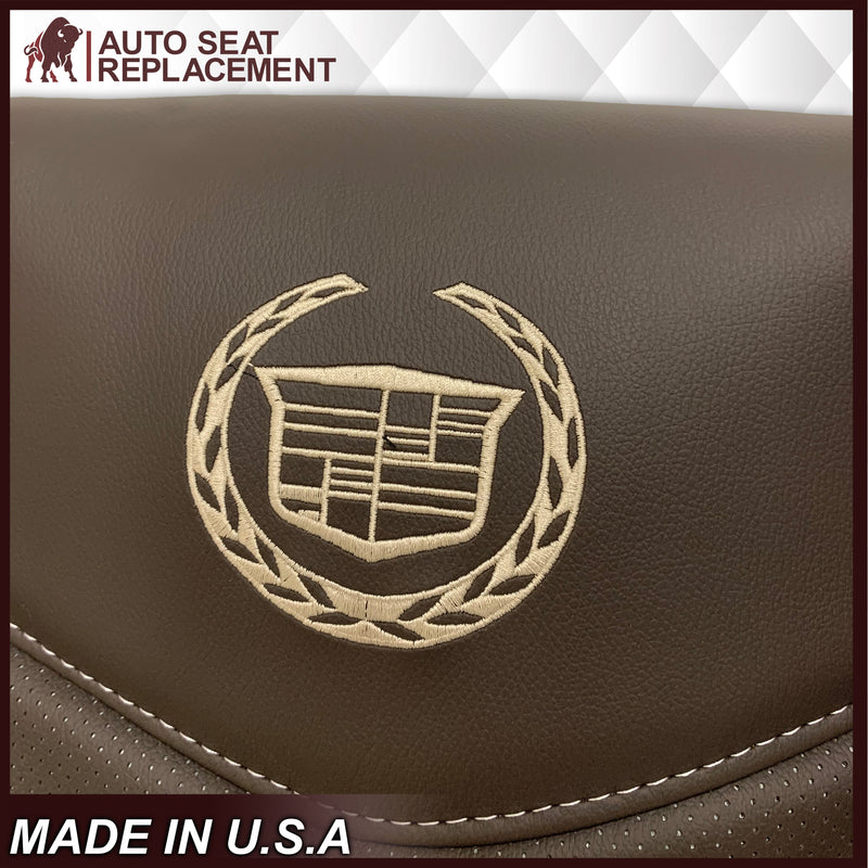 2007-2014 Cadillac Escalade Driver-Passenger Top and Bottom Seat Covers in Brown Vinyl - Auto Seat Replacement