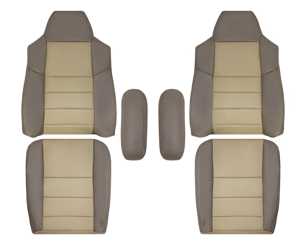 2002 2003 2004 Ford Excursion Eddie Bauer Vinyl Seat Covers in 2 tone Gray-Tan