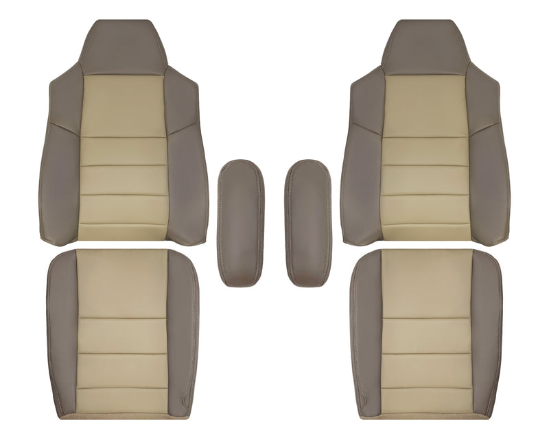 2002 2003 2004 Ford Excursion Eddie Bauer Vinyl Seat Covers in 2 tone Gray-Tan