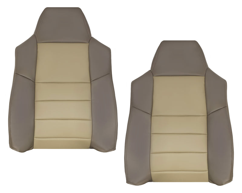 2002 2003 2004 Ford Excursion Eddie Bauer Vinyl Seat Covers in 2 tone Gray-Tan Driver Passenger Leather Cushion Cover  Back
