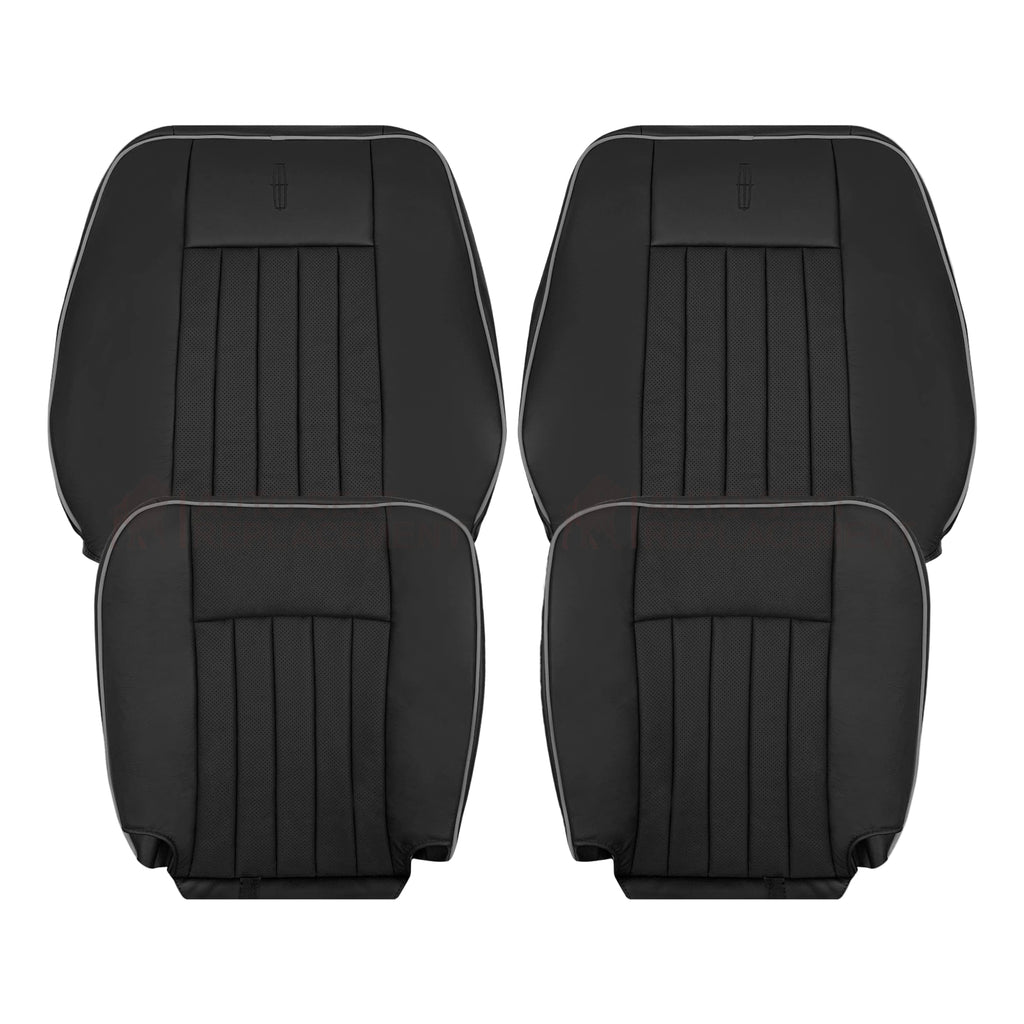 2003-2006 Lincoln Navigator Replacement Driver Passenger Side Seat Covers In Black With Gray Piping