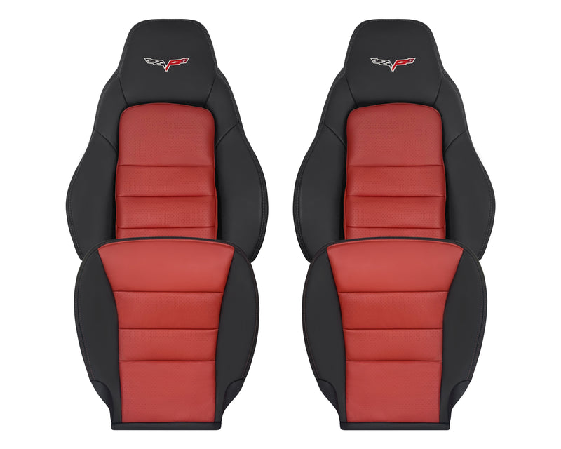 2005 - 2007 Corvette C6 Genuine Leather OR Synthetic Leather Replacement Seat Covers In Cobalt Red