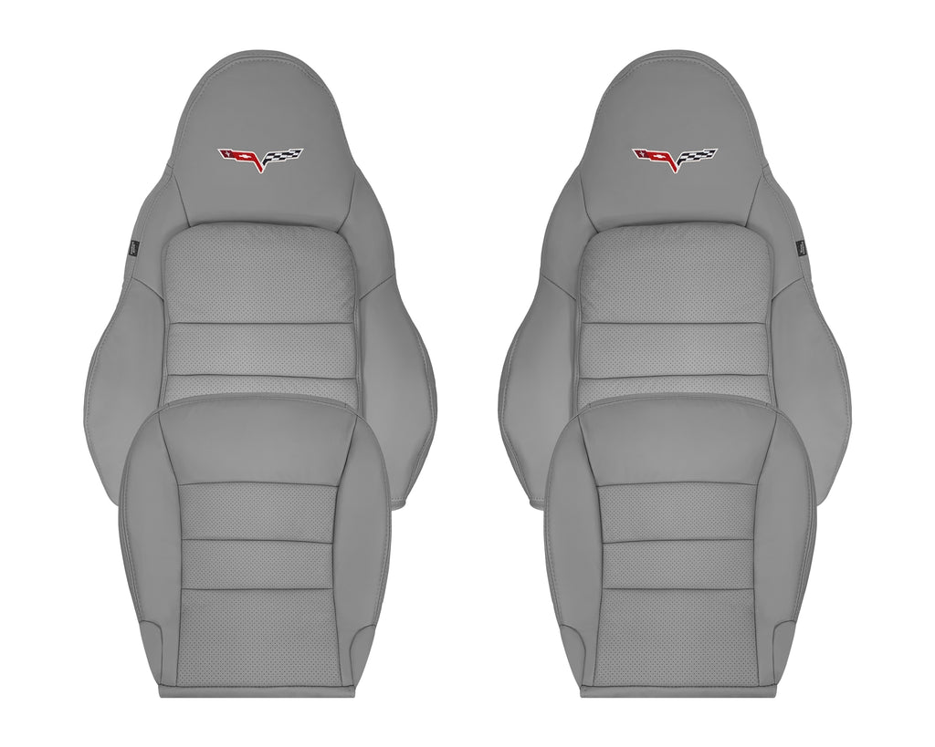 2005 - 2013 Corvette C6 Genuine Leather OR Synthetic Leather Replacement Seat Covers In Light Titanium Gray "Gray"