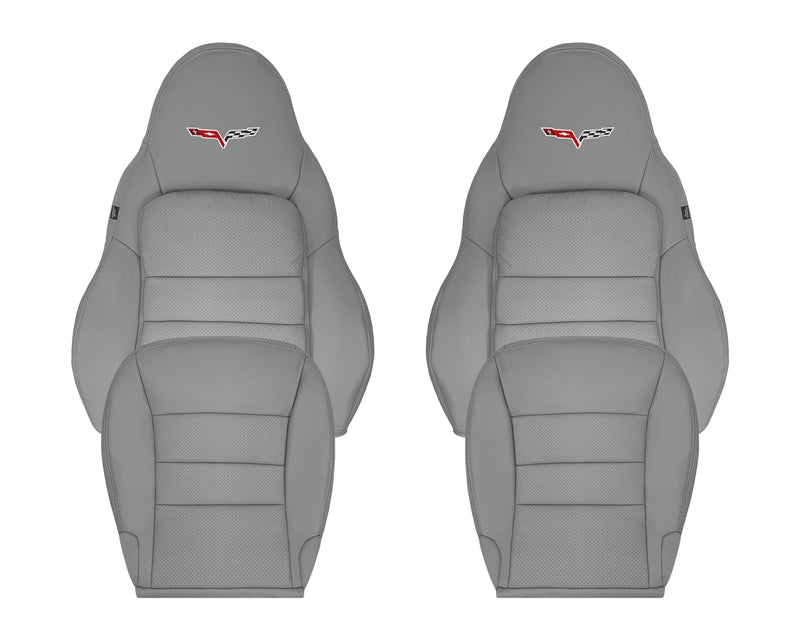 2005 - 2013 Corvette C6 Genuine Leather OR Synthetic Leather Replacement Seat Covers In Light Titanium Gray "Gray"